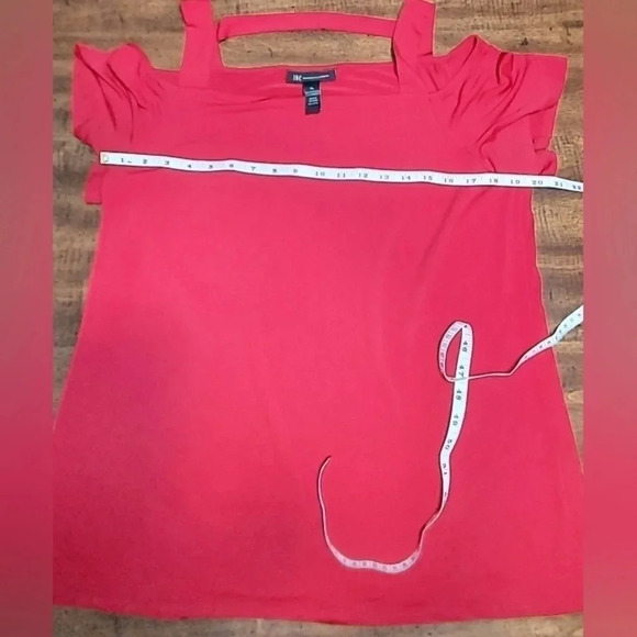 INC Women's Short Sleeve Cold Shoulder Red Blouse Size XL - Picture 6 of 7